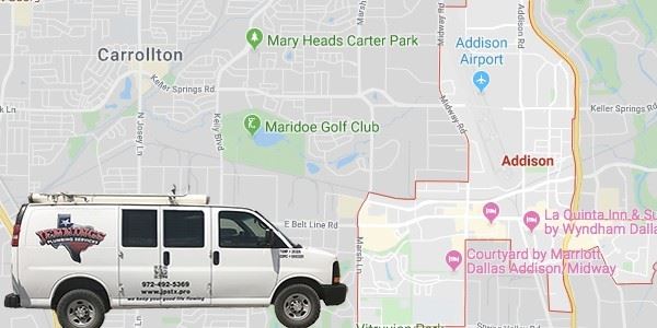 Map of Addison with work truck