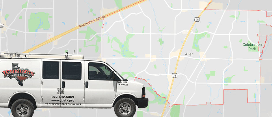 Map of Allen with work truck