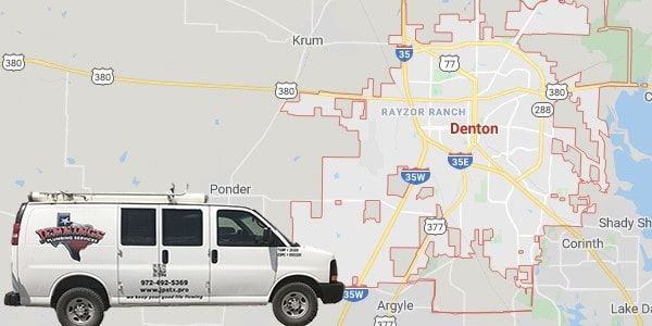 Map of Denton with work truck